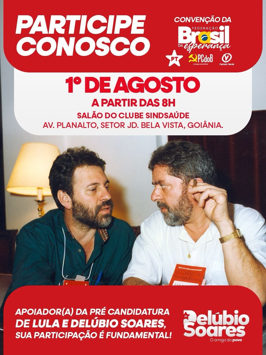 Convite para a Convenção da Federação Brasil da Esperança de Goiás